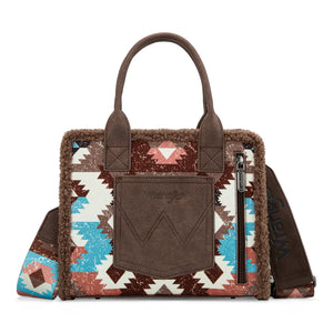 Load image into Gallery viewer, Wrangler Sherpa Southwestern Tote ~ Coffee