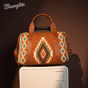 Load image into Gallery viewer, Wrangler Southwestern Knitted Duffle Bag ~ Brown