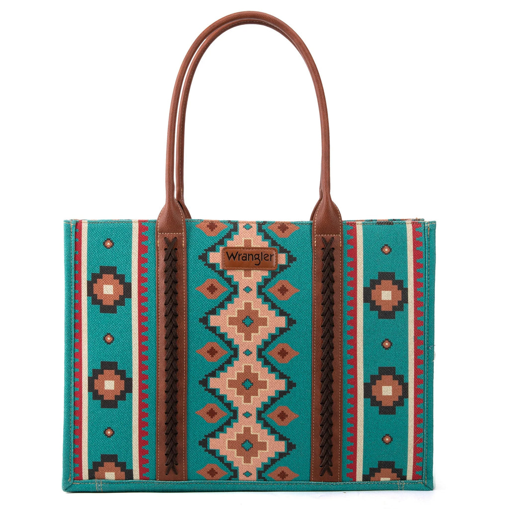 Wrangler Southwest Print Tote ~ Turquoise - Henderson's Western Store