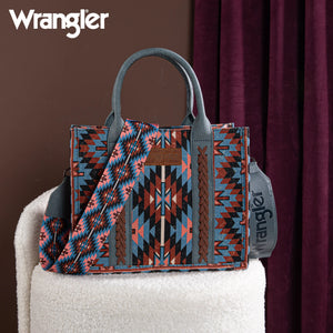 Load image into Gallery viewer, Wrangler Southwest Print Tote ~ Navy