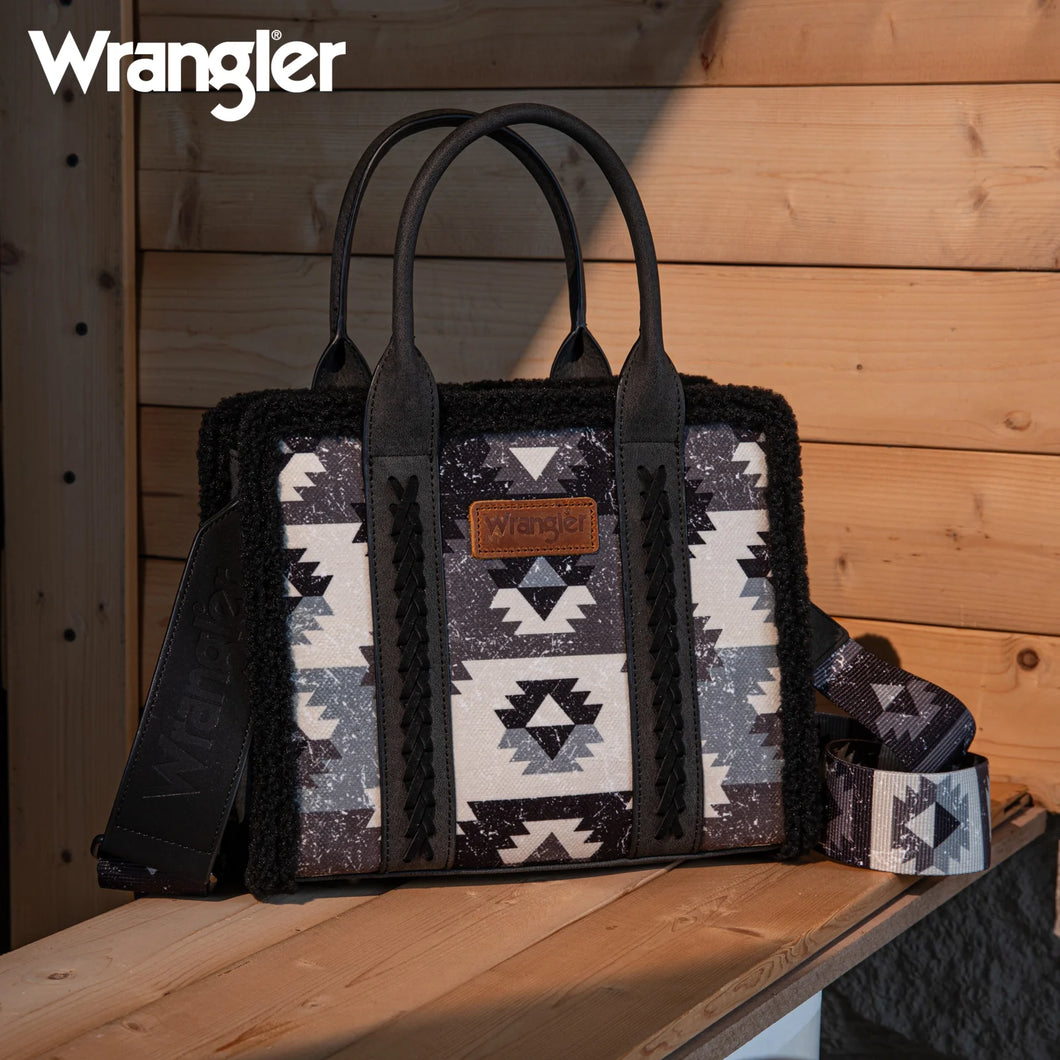 Wrangler Sherpa Southwestern Tote ~ Black