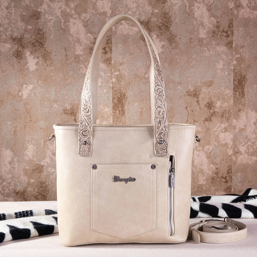 Wrangler Hair-On Carry Tote ~ Beige - Henderson's Western Store