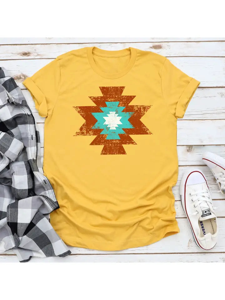 Western Aztec Tee ~ Only Medium, X-Large