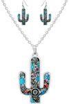 Aztec Pattern Cactus Necklace Set - Henderson's Western Store