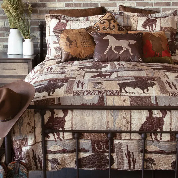 Wrangler Vintage Cowboy Southwestern Quilt Set ~ Twin - Henderson's Western Store