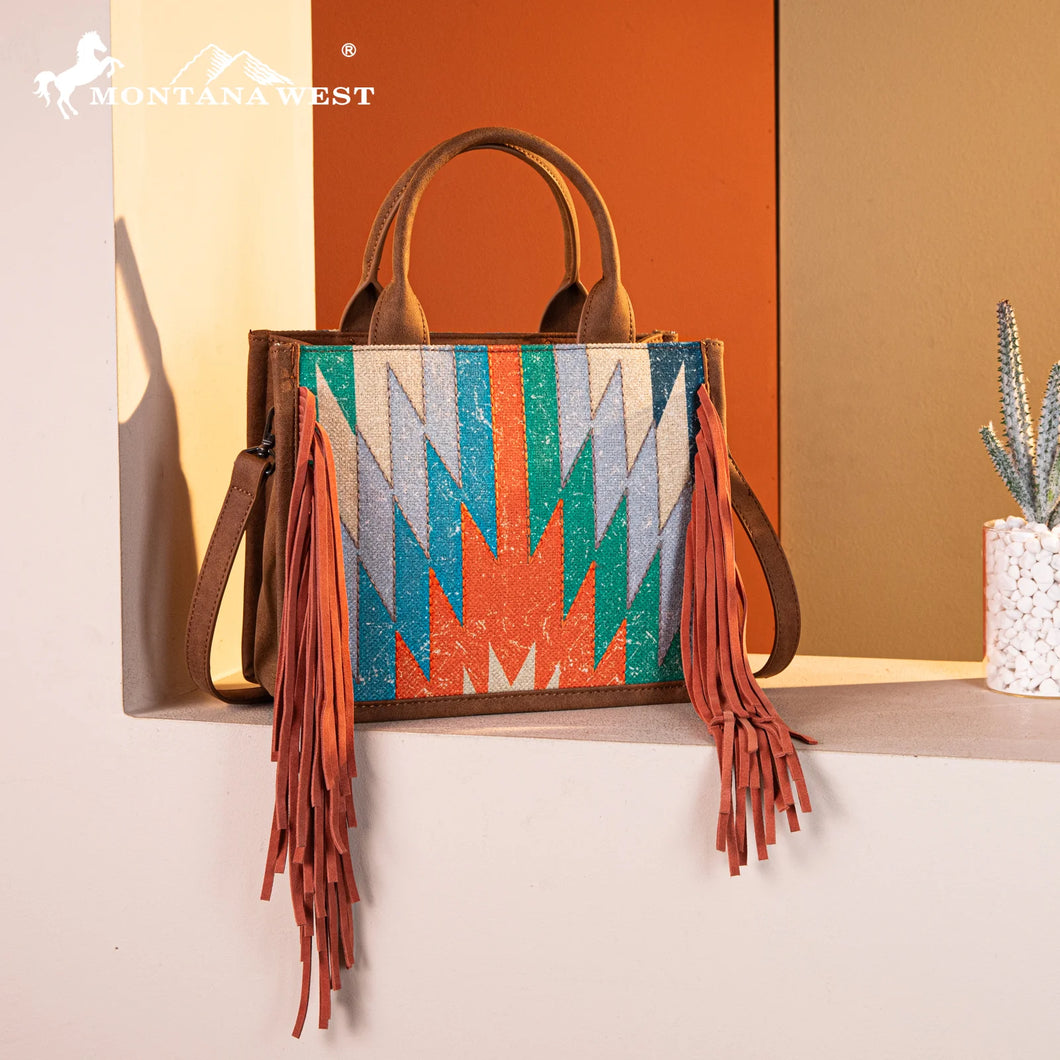 MW Aztec Print Fringe Tote ~ Conceal Carry