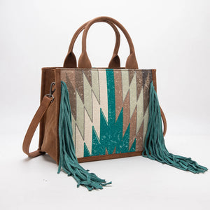 Load image into Gallery viewer, MW Aztec Print Fringe Tote