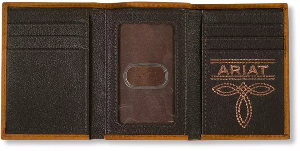 Ariat Leather Embossed Scrolling Wallet ~ Tri-Fold