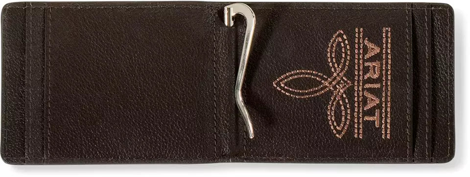 Ariat Leather Embossed Scrolling Wallet ~ Money Clip