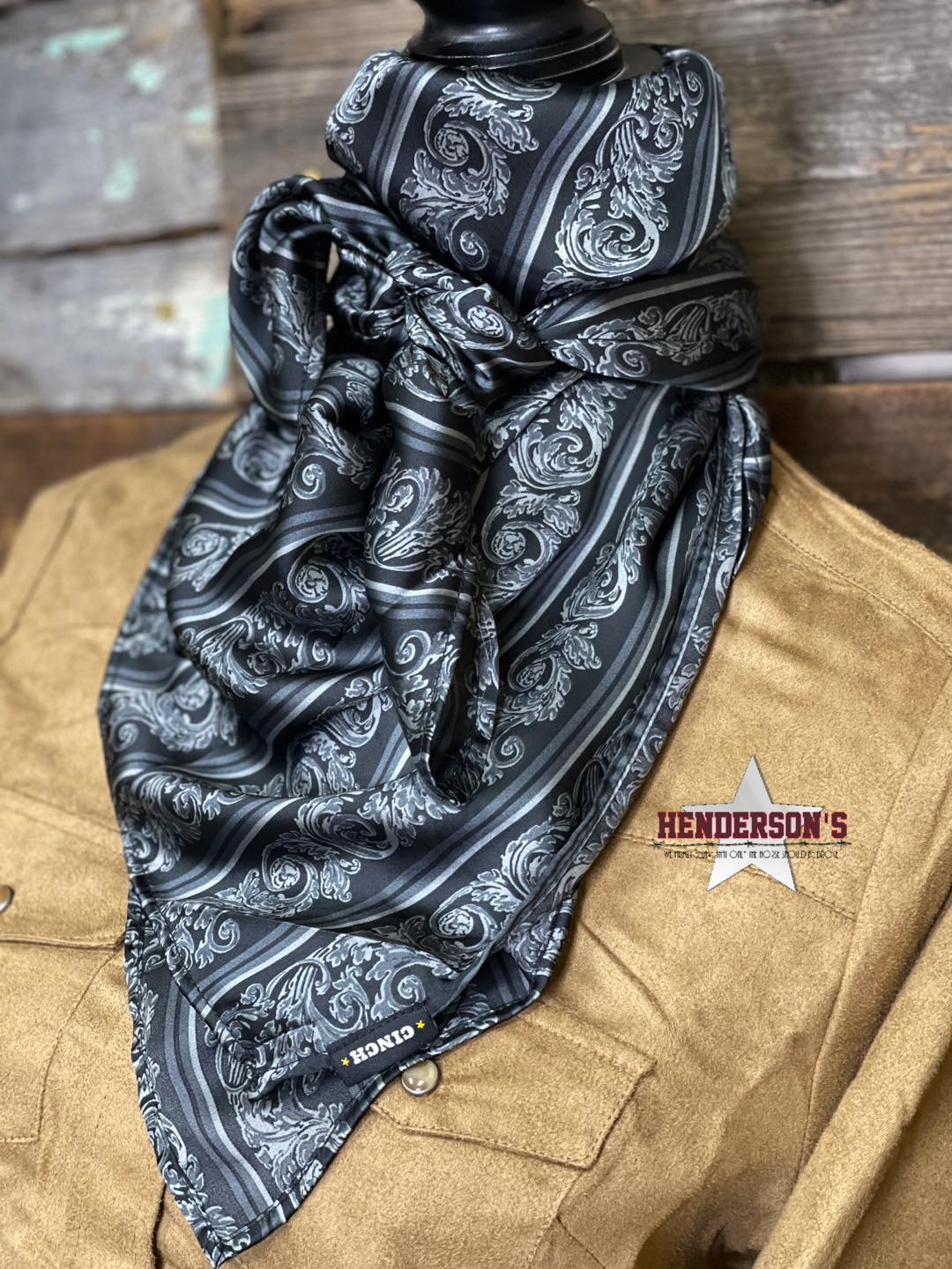 M&F Western Black Paisley Silk Wild Rag