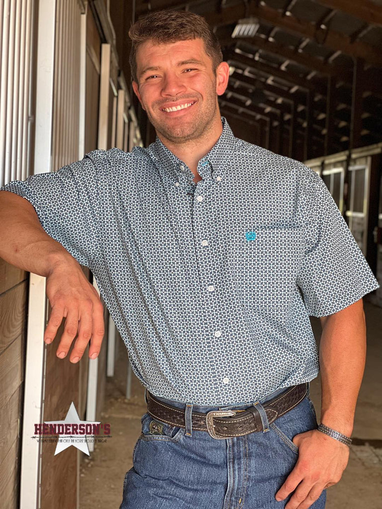 Men's Cinch Print ~ Navy - Henderson's Western Store