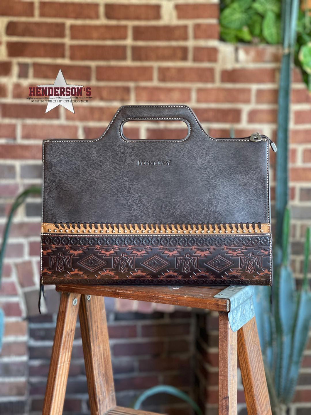 Aztec Tooled Laptop Bag - Henderson's Western Store