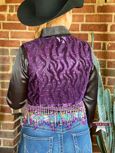 Load image into Gallery viewer, Purple Velvet Bolero W/Fringe - Henderson&#39;s Western Store