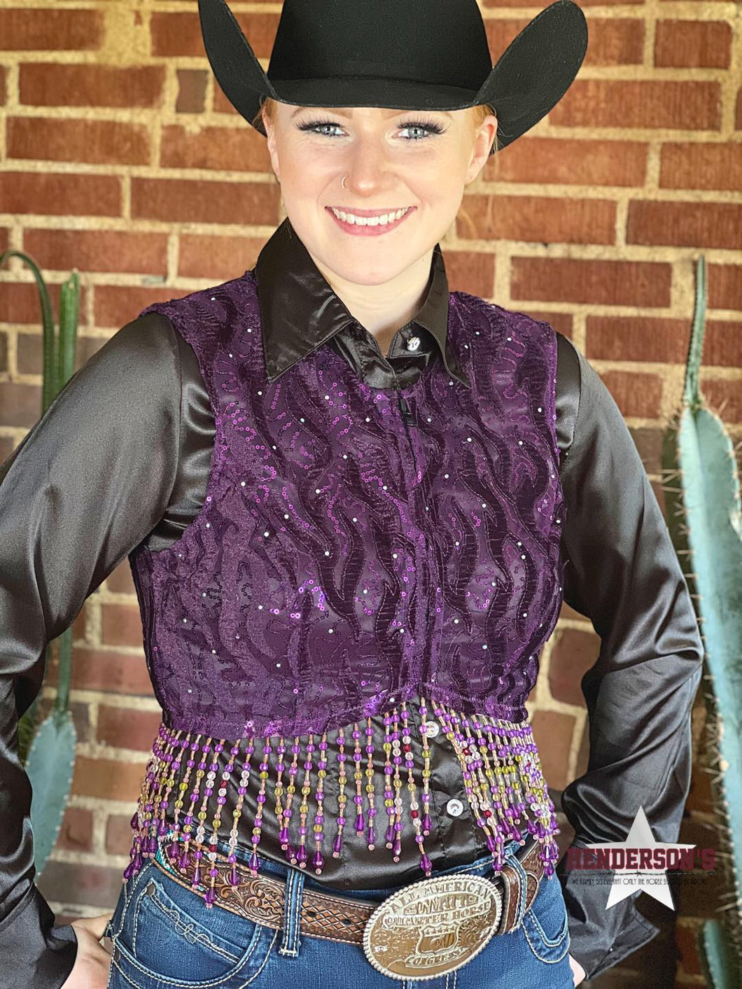 Purple Velvet Bolero W/Fringe - Henderson's Western Store