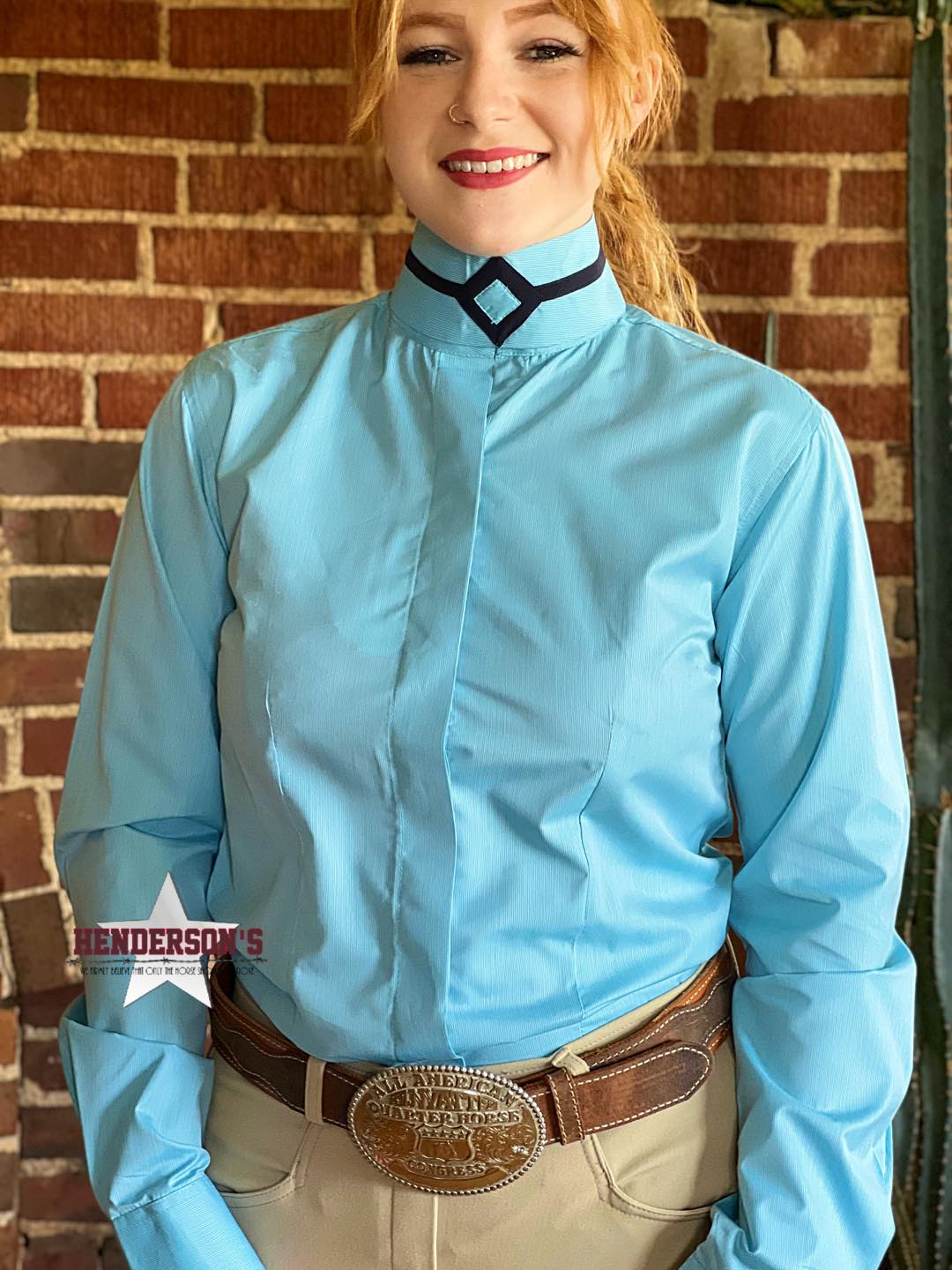 RHC Ladies Hunt Shirt ~ Teal Stripe